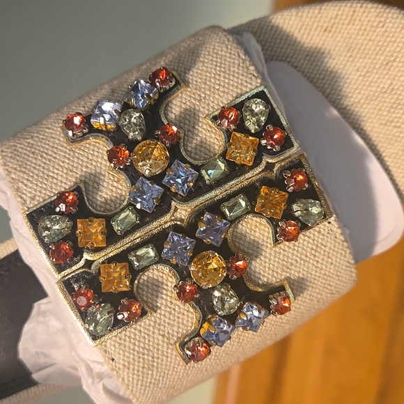 Tory Burch Cream Mules with Embellished Detail - Picture 9 of 10